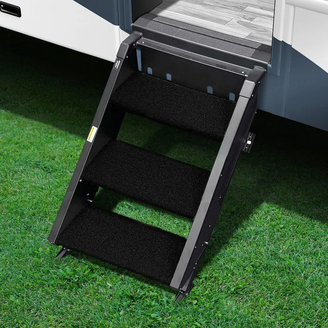 2-0242 – PRESTO FIT Entry Step Rug, Fits MORryde StepAbove 3 Step 17-1/2 Inch Width Obsidian Black 3 Piece